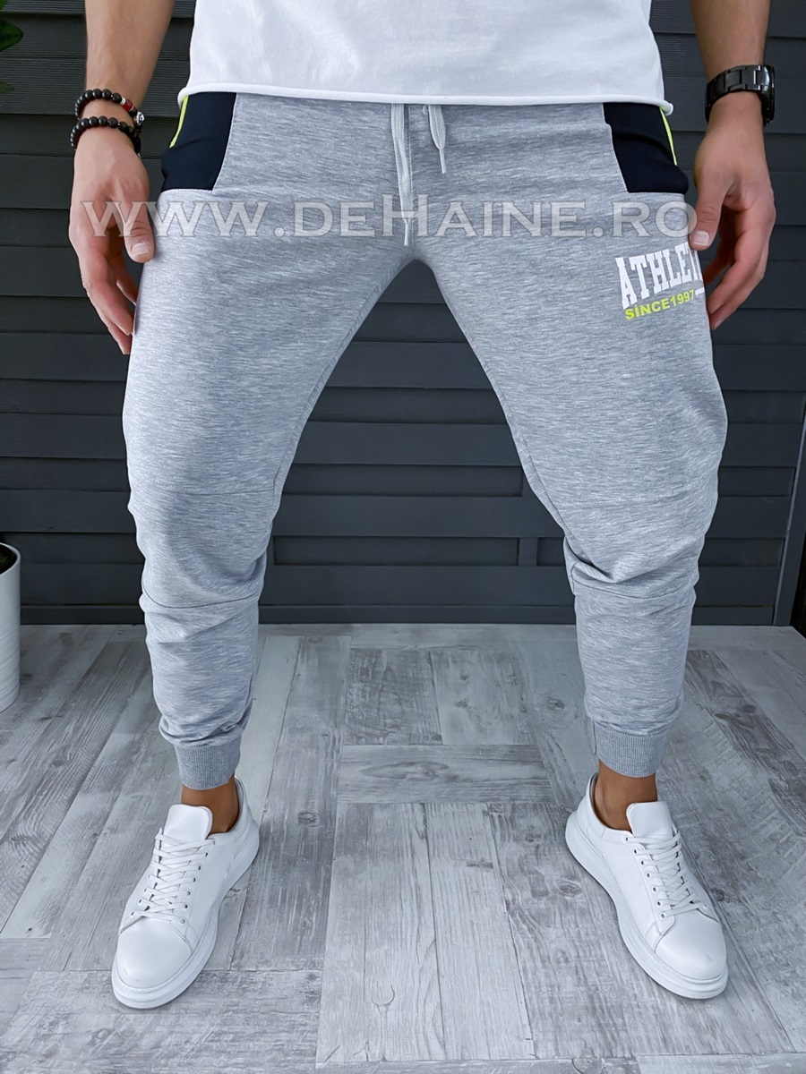 Pantaloni de trening conici gri deschis A9565 O3-4